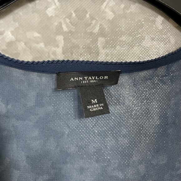 Ann Taylor Women's Boho Chic Sheer Blue & Purple Top - Size Medium - Henna Print - Picture 5 of 7